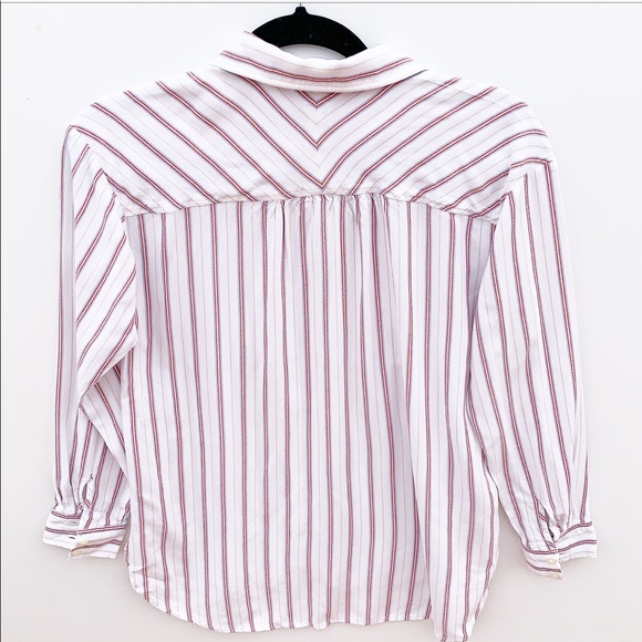 Loft Striped Button Down Shirt Pockets Long Sleeve - Picture 5 of 6